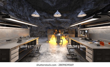 3D rendering of the underground hideout
