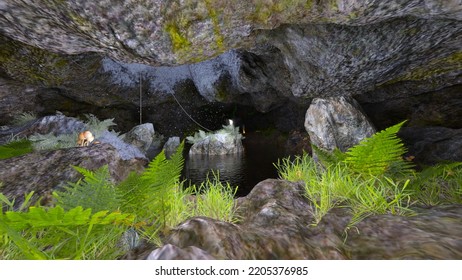 3D Rendering Of The Underground Lake