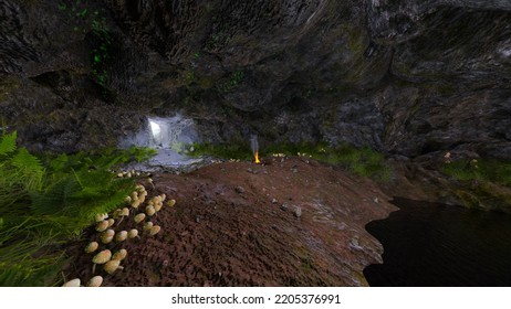 3D Rendering Of The Underground Lake