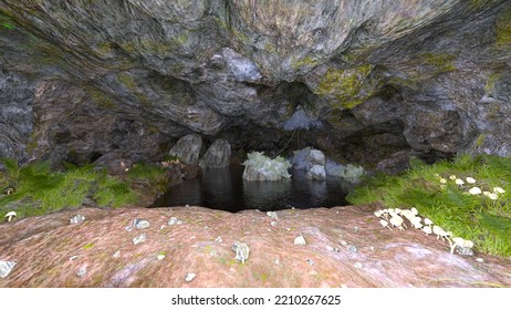 3D Rendering Of The Underground Lake