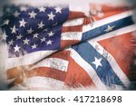 3d rendering of an united states and confederate flags