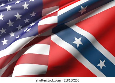 3d Rendering United States Confederate Flags Stock Illustration 319150253