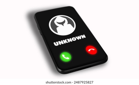 3D rendering of unknown or strange numbers and fraudulent calls by scammers, depicting cybercrimes on a white background.