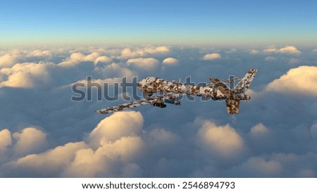 3D rendering of an unmanned attack aircraft 