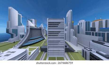 3D rendering of the urban landscape