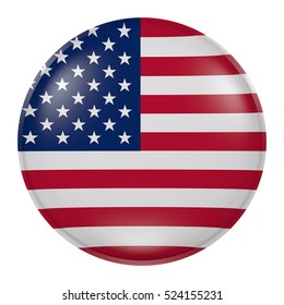 3d rendering of USA flag on a button