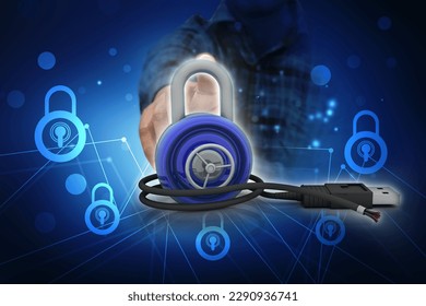 3d rendering USB protection lock
