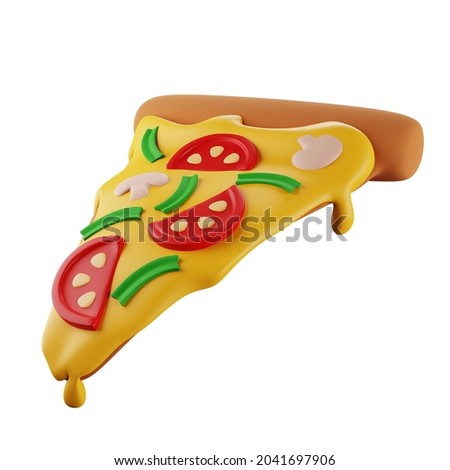 3D rendering of a Vegeterian pizza slice with mushrooms, perfect for your pizza delivery or food-related project. The isolated illustration on the white background 