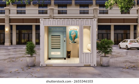 3d Rendering of Vending Machine Container Booth