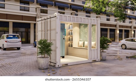 3d Rendering of Vending Machine Container Booth