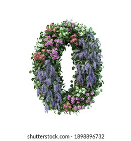 3d Rendering Of Vertical Flower Garden Number Isolated On White Background With Clipping Path