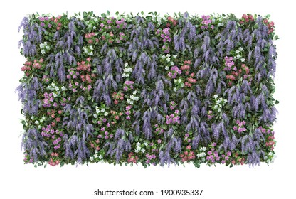 3d Rendering Of Vertical Flower Garden Isolated On White Background With Clipping Path