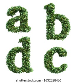 3d rendering of vertical garden alphabet with oil paint filter
