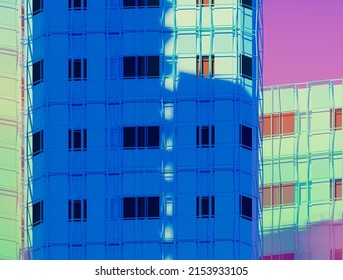 
3D Rendering Of A Very Modern Upscale Blue Cyan Building, Abstract 3D Constructions On Cyan And Haze Futuristic, 3D Rendering Illustration.