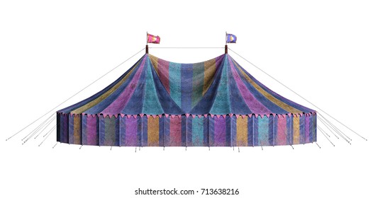 3D Rendering Of A Vintage Carnival Big Tent Isolated On White Background