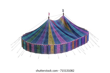 3D Rendering Of A Vintage Carnival Big Tent Isolated On White Background