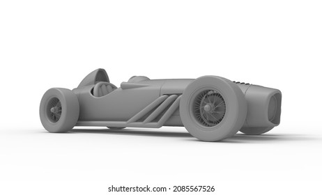 3D Rendering Of A Vintage Historic Race Car Isolated On White Empty Studio Space. Computer Model Transportation Vehicle.