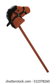 3D rendering of a vintage hobby horse on white background