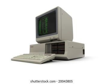 3D rendering of a vintage personal computer