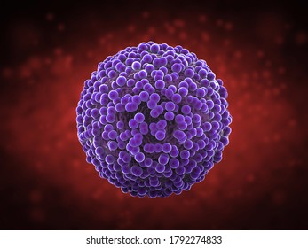 3d Rendering Violet Cancer Cell In Blood