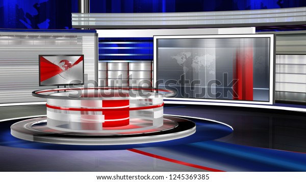 3d Rendering Virtual Set Studio Chroma Stock Illustration 1245369385