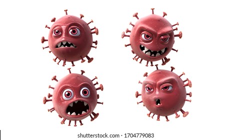 3D Rendering Virus Covid Character Emotion