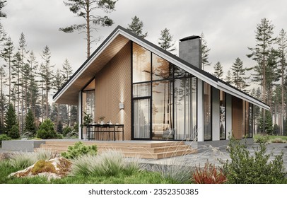 3D rendering visualisation of modern house exterior