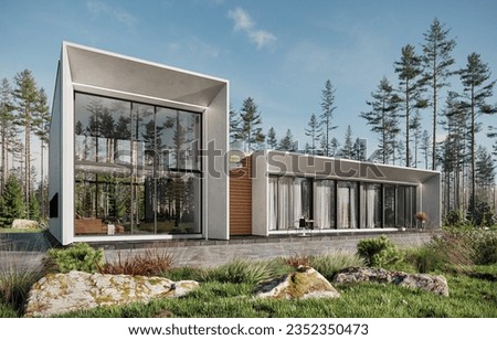 3D rendering visualisation of modern house exterior [[stock_photo]] © 