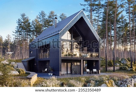 3D rendering visualisation of modern house exterior [[stock_photo]] © 