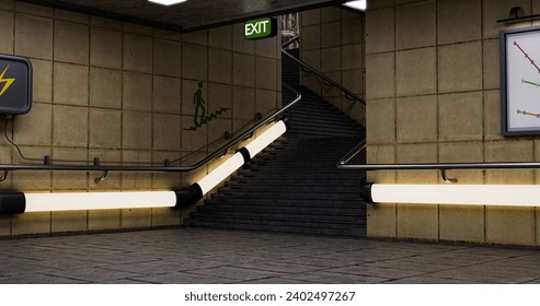 3d rendering walk way out from subway