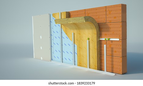 3d Rendering Wall Construction Details Layers Stock Illustration ...