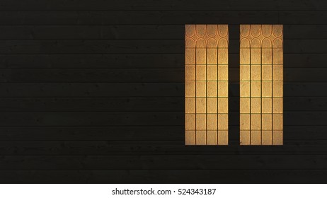 3d rendering the wall with window and the light from the window