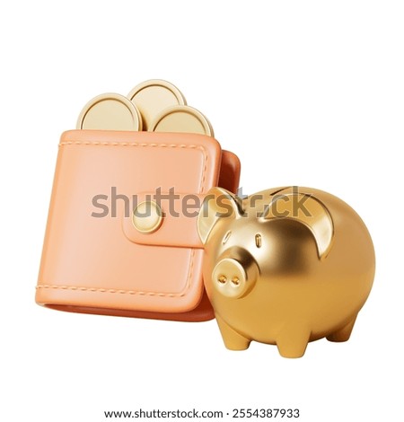 3D rendering wallet and coin element