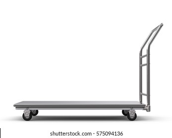 3d rendering warehouse trolley or platform trolley on white background