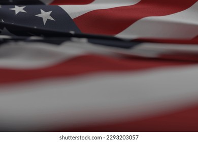 3D rendering of waving American flag in low angle view