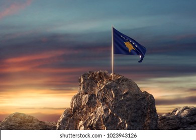 3d rendering of waving Kosovo flag on rocky landscape to celebrate the independence day of 17 February - Powered by Shutterstock