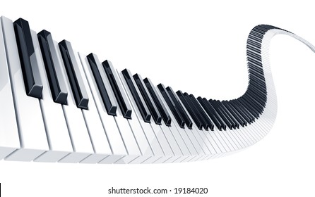 3d Rendering Of Wavy Piano Keys