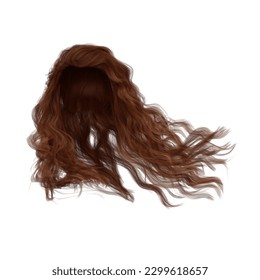 3d rendering wavy red ginger hair isolated