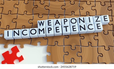 3D Rendering of Weaponized incompetence, also known as strategic incompetence with uncomplete jigsaw pieces 