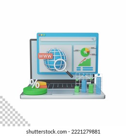 3d rendering web analysis isolated useful for business, economy, technology, company and finance
