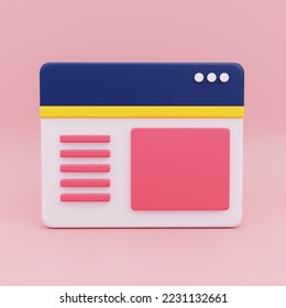 3D rendering of web dashboard illustration