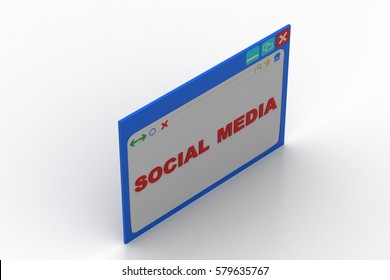 3D rendering of Web page showing social media concept