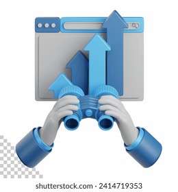 3d rendering web visibility isolated useful for digital marketing, advertisement, technology, seo, website, internet, optimization, online, network and other