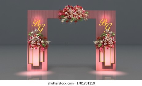 3d Rendering Wedding Entrance Arch. Use For Event Proposal Presentation