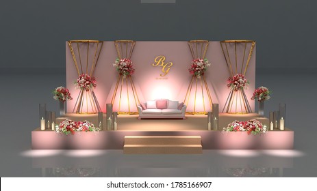 3d Rendering Dark Wooden Wedding Stage Stock Illustration 1781884430