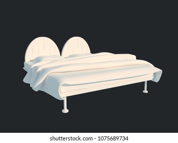3d rendering white bed