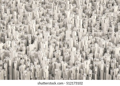 3d rendering white buildings background