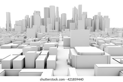 3d Rendering Of A White Business City Infrastructure. Business Concept.