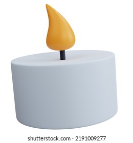 3d Rendering White Candle Isolated