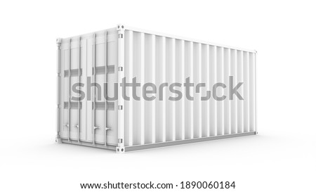 3D rendering white cargo container on white background